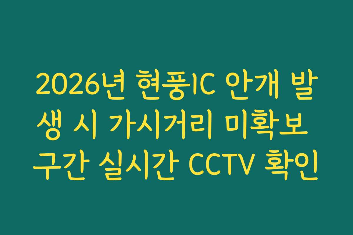 2026년 현풍IC 안개 발생 시 가시거리 미확보 구간 실시간 CCTV 확인