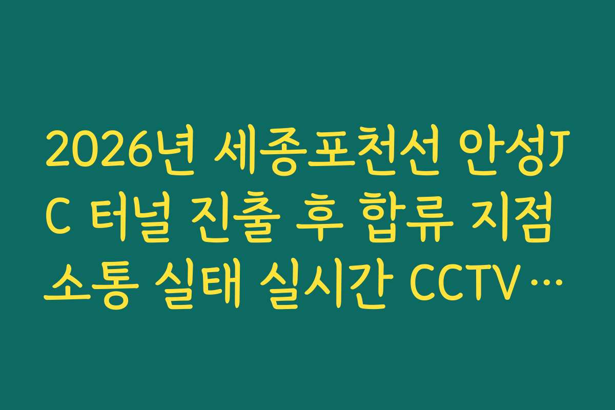 2026년 세종포천선 안성JC 터널 진출 후 합류 지점 소통 실태 실시간 CCTV 확인