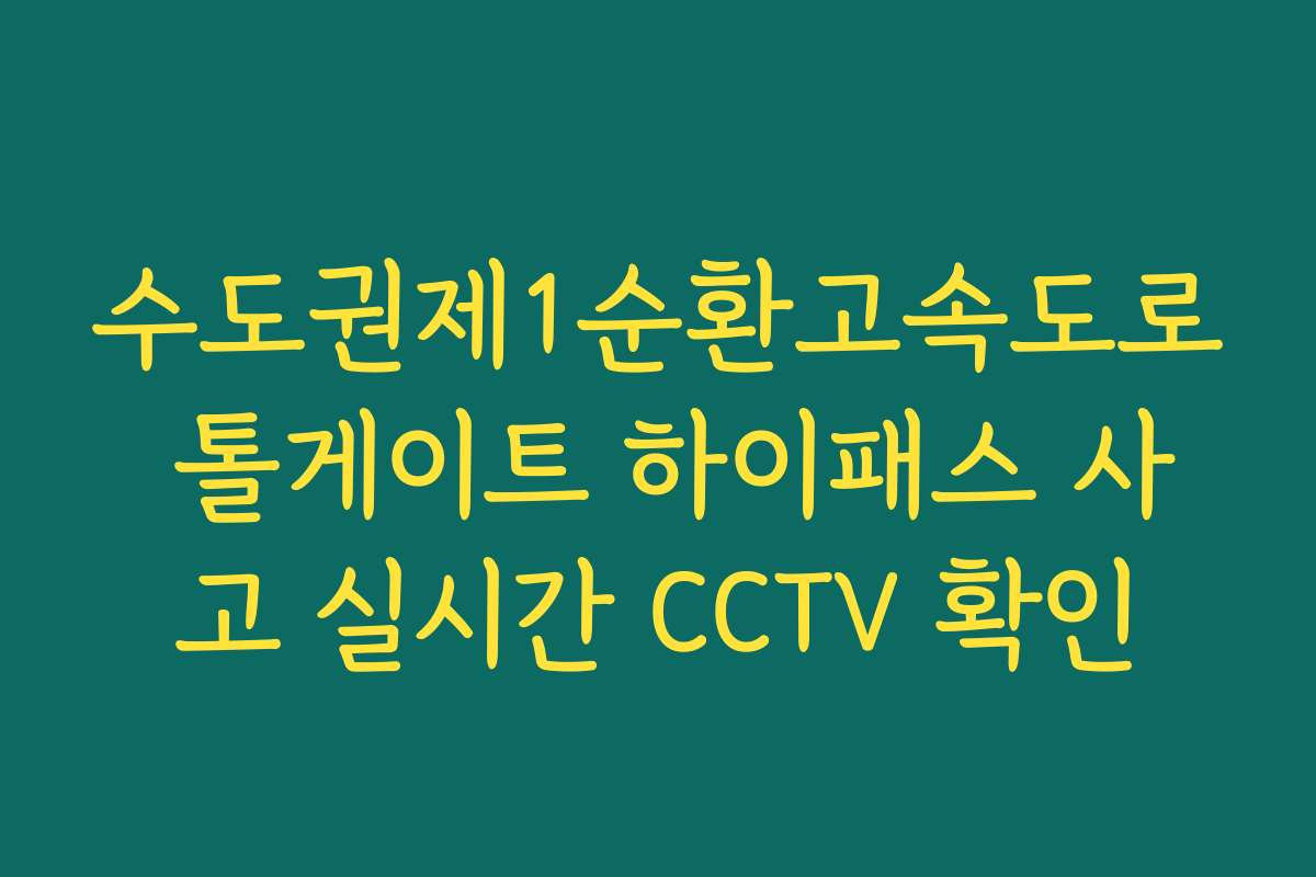 수도권제1순환고속도로 톨게이트 하이패스 사고 실시간 CCTV 확인