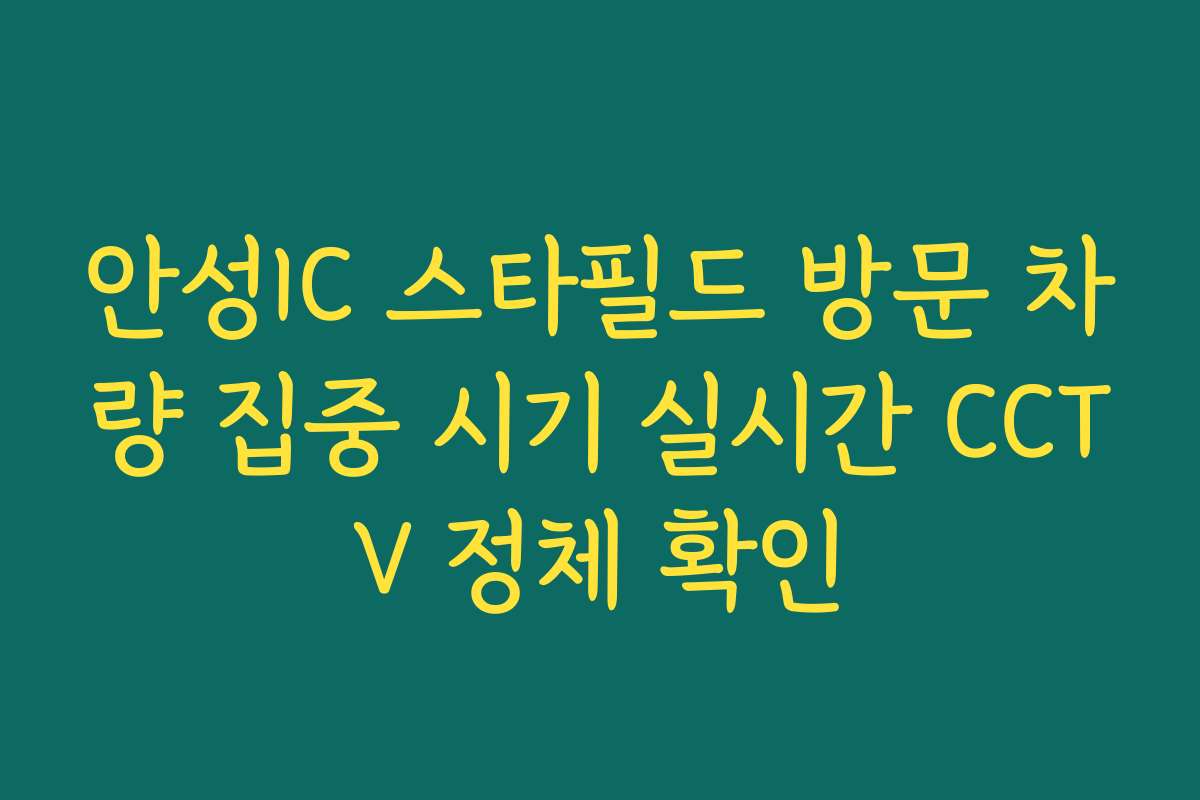 안성IC 스타필드 방문 차량 집중 시기 실시간 CCTV 정체 확인