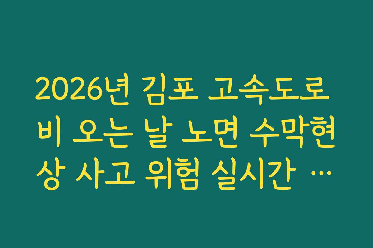 2026년 김포 고속도로 비 오는 날 노면 수막현상 사고 위험 실시간 확인