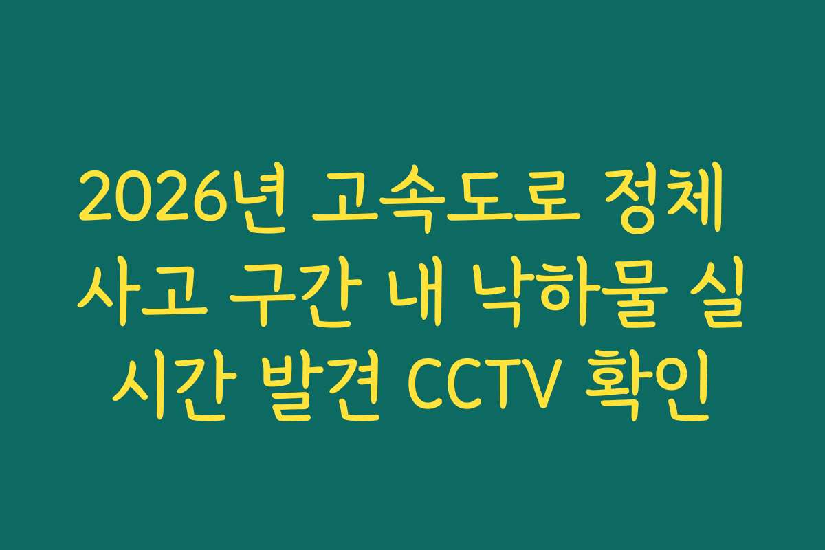 2026년 고속도로 정체 사고 구간 내 낙하물 실시간 발견 CCTV 확인