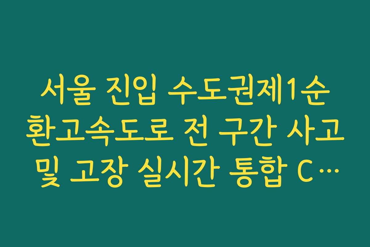 서울 진입 수도권제1순환고속도로 전 구간 사고 및 고장 실시간 통합 CCTV 확인