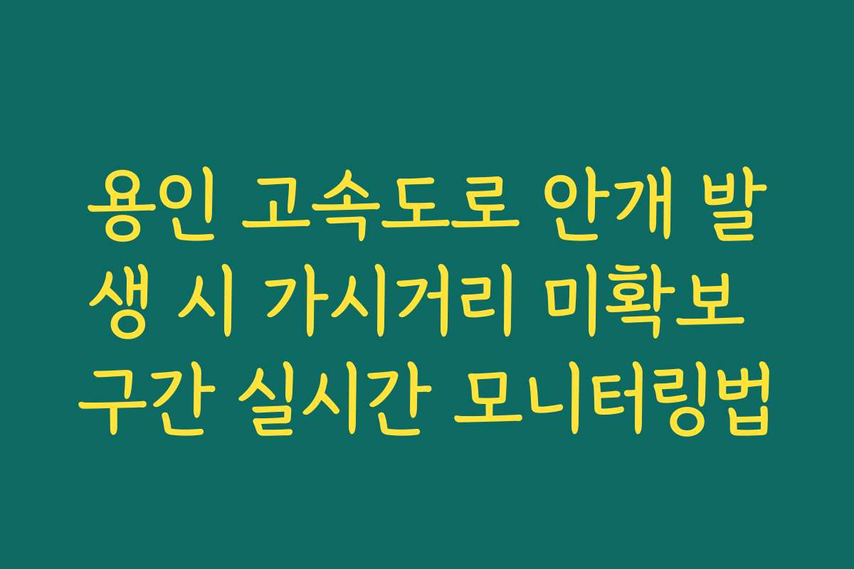 용인 고속도로 안개 발생 시 가시거리 미확보 구간 실시간 모니터링법