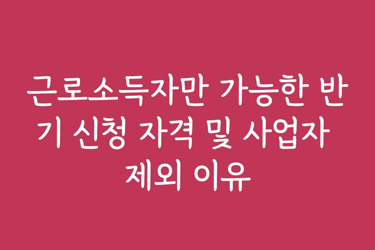 근로소득자만 가능한 반기 신청 자격 및 사업자 제외 이유
