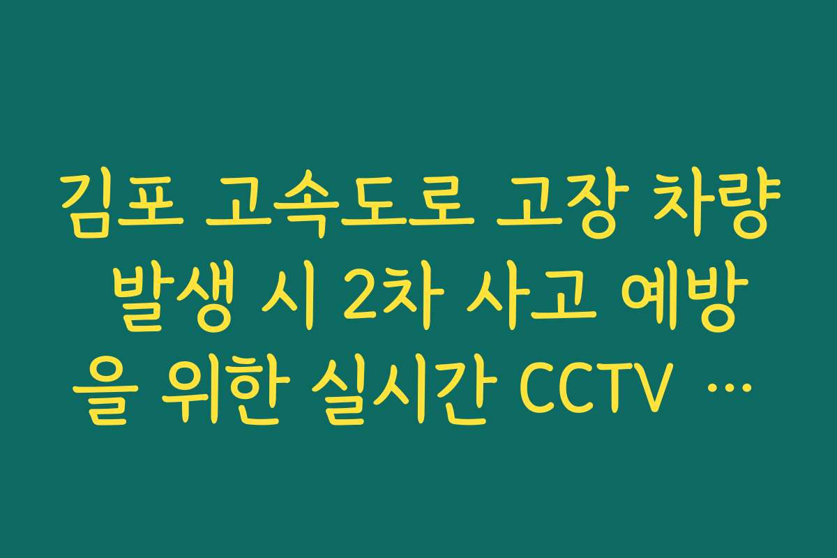 김포 고속도로 고장 차량 발생 시 2차 사고 예방을 위한 실시간 CCTV 활용