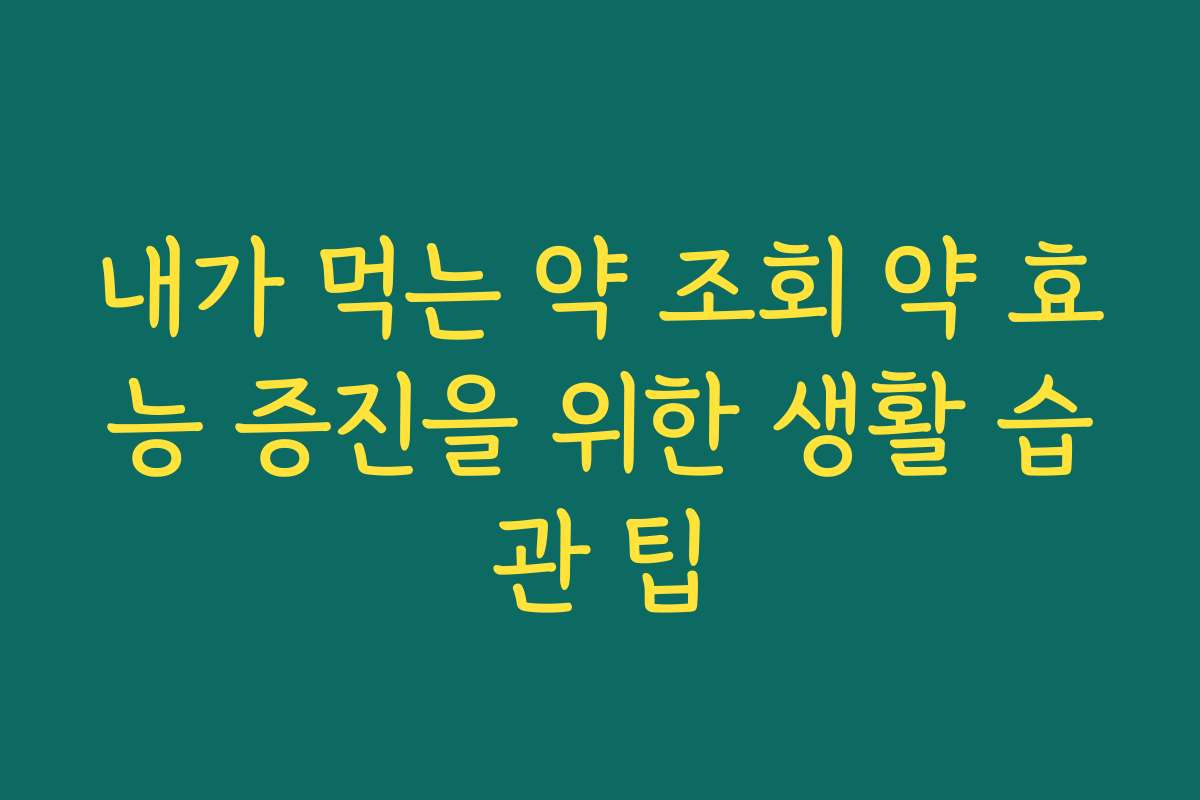 내가 먹는 약 조회 약 효능 증진을 위한 생활 습관 팁