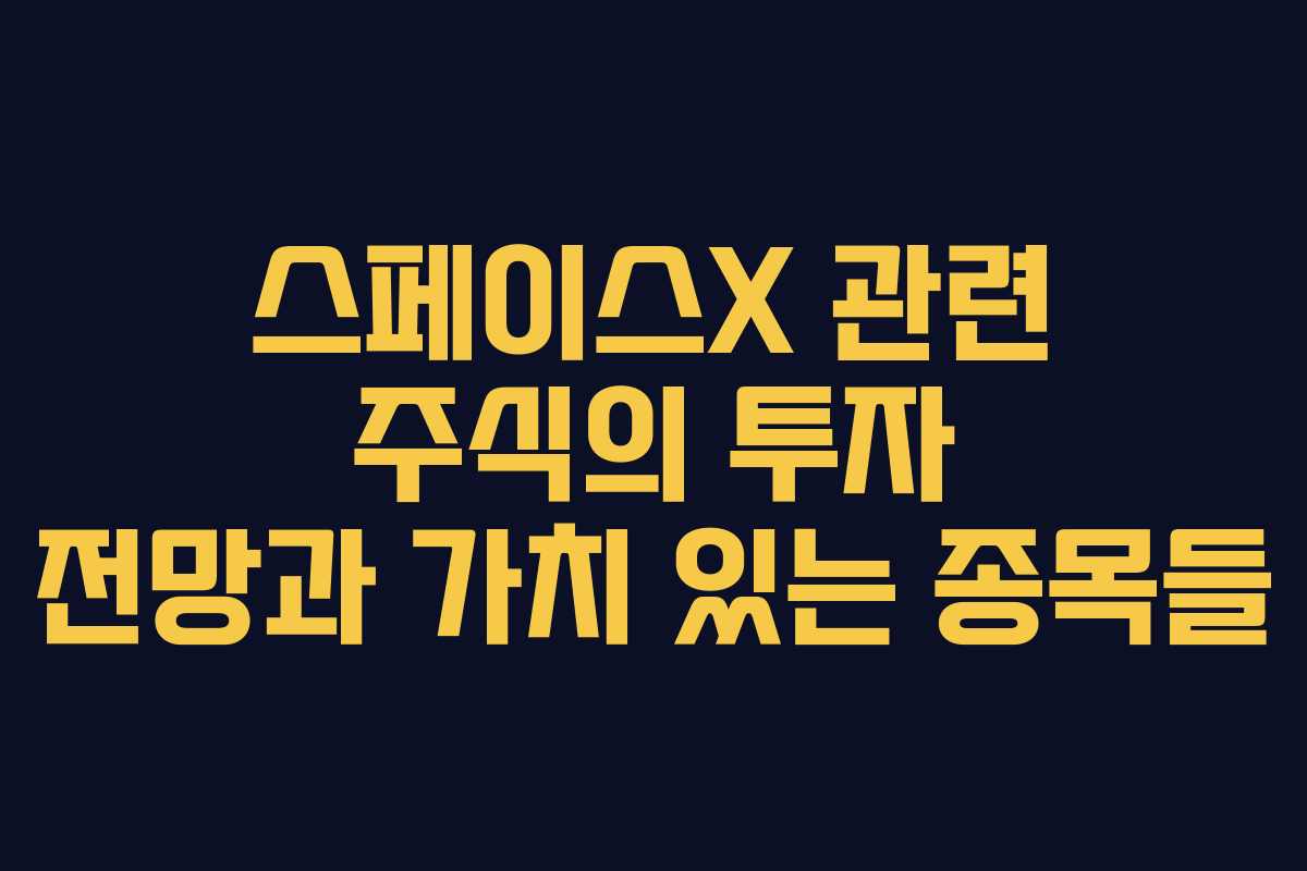 스페이스X 관련 주식의 투자 전망과 가치 있는 종목들
