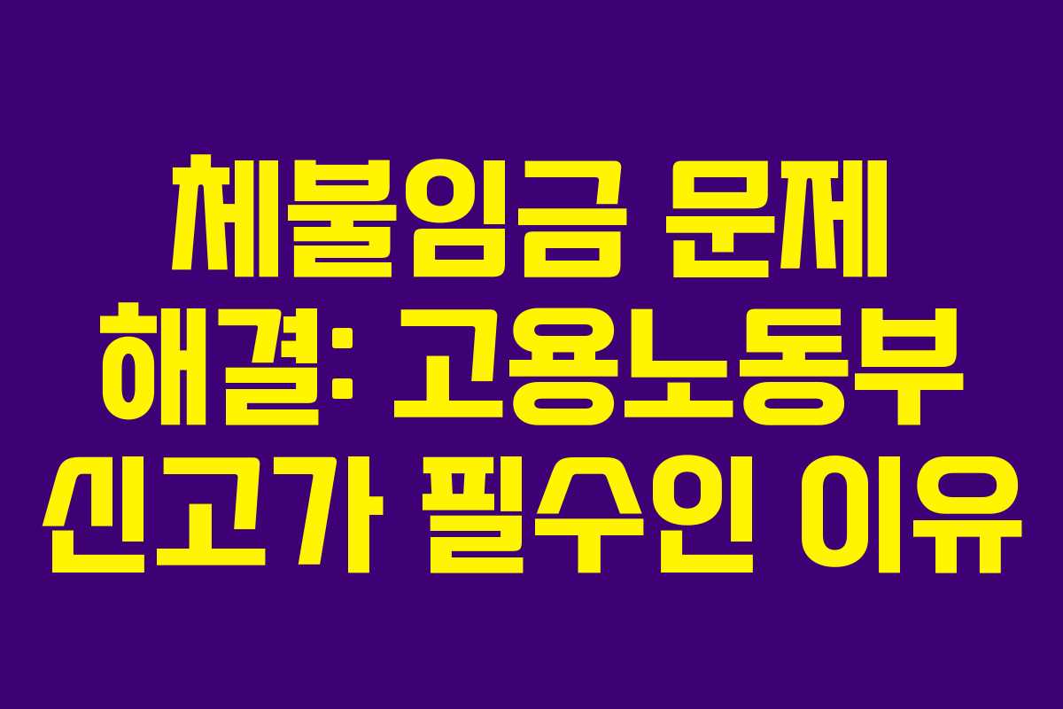 체불임금 문제 해결: 고용노동부 신고가 필수인 이유