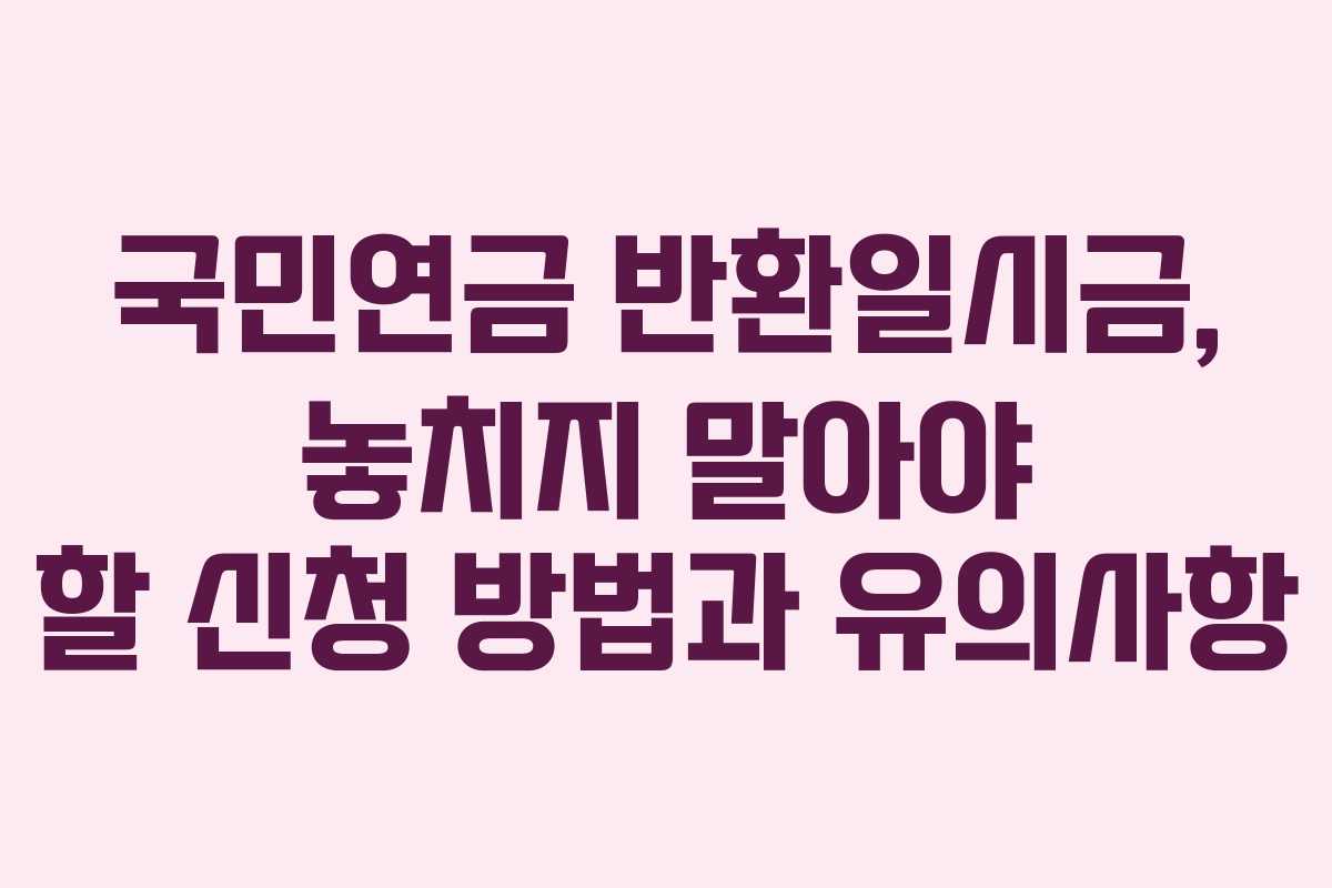 국민연금 반환일시금, 놓치지 말아야 할 신청 방법과 유의사항