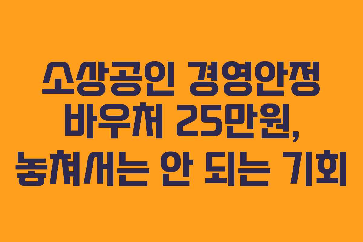 소상공인 경영안정 바우처 25만원, 놓쳐서는 안 되는 기회