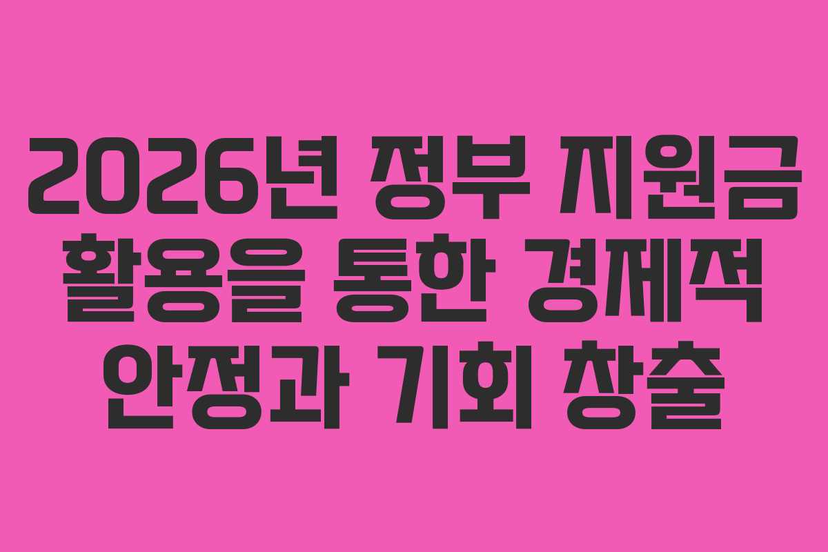 2026년 정부 지원금 활용을 통한 경제적 안정과 기회 창출