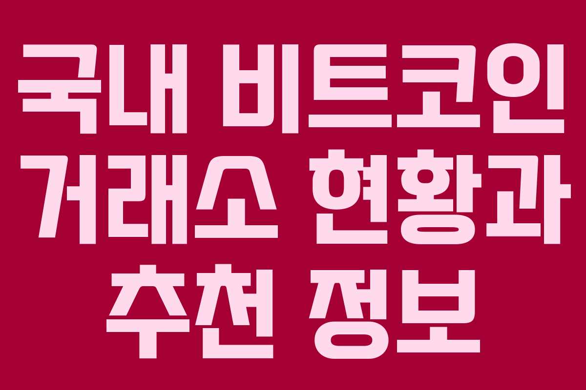 국내 비트코인 거래소 현황과 추천 정보