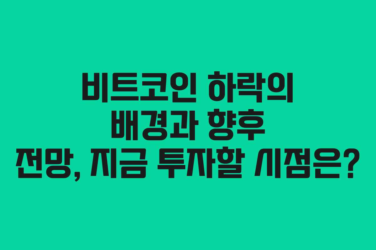 비트코인 하락의 배경과 향후 전망, 지금 투자할 시점은?