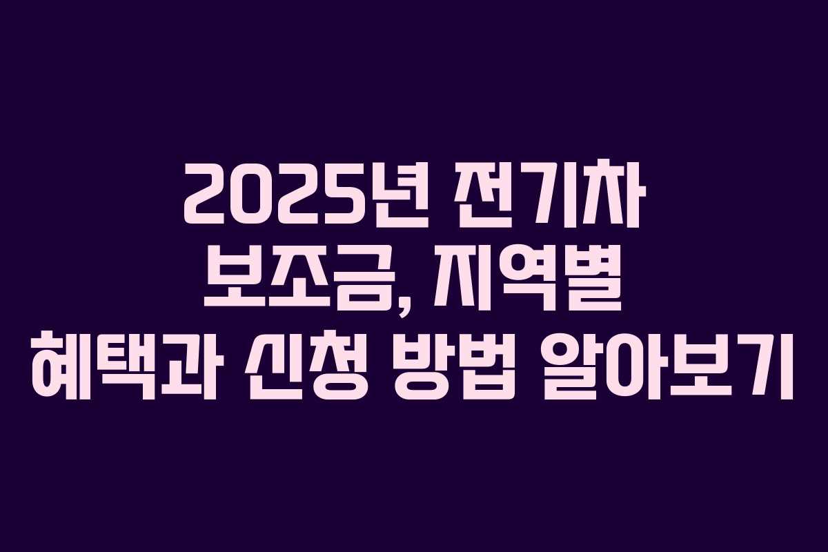 2025년 전기차 보조금, 지역별 혜택과 신청 방법 알아보기