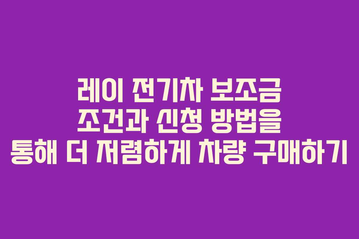 레이 전기차 보조금 조건과 신청 방법을 통해 더 저렴하게 차량 구매하기