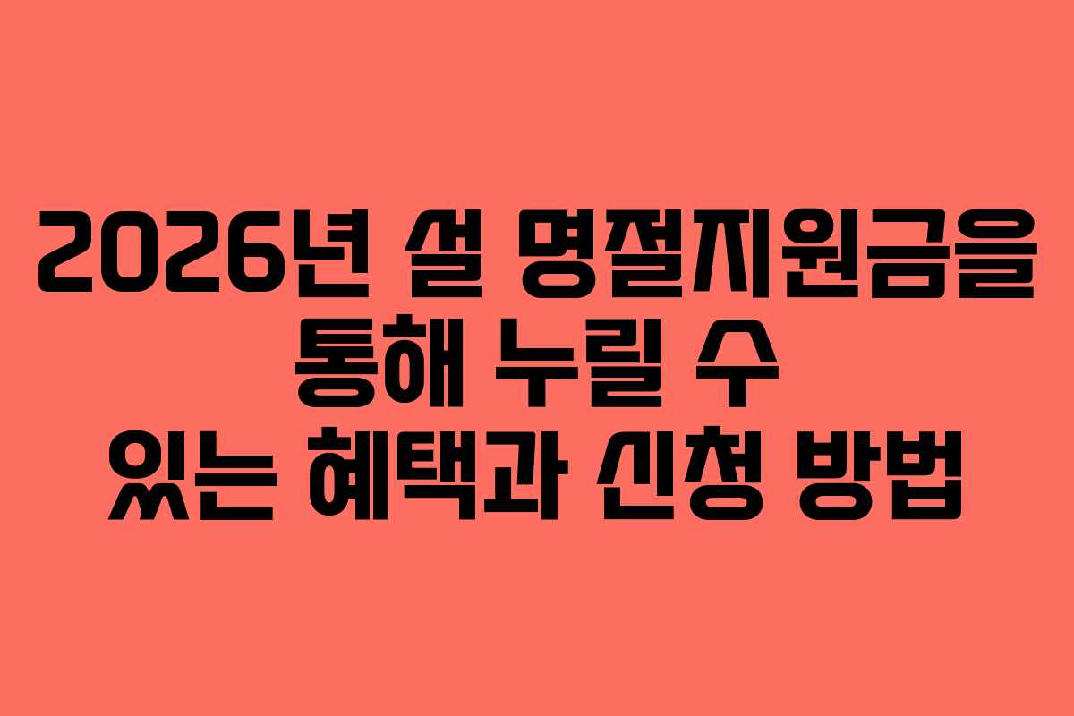 2026년 설 명절지원금을 통해 누릴 수 있는 혜택과 신청 방법