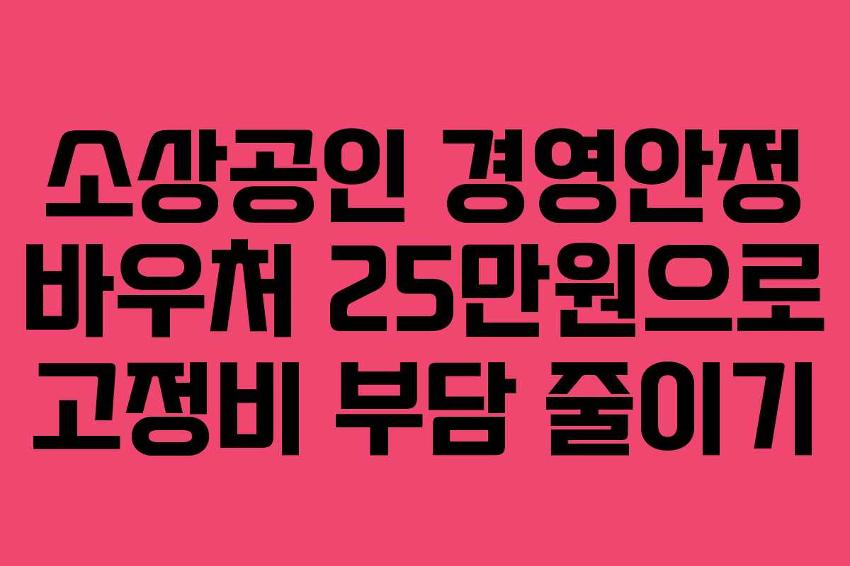 소상공인 경영안정 바우처 25만원으로 고정비 부담 줄이기