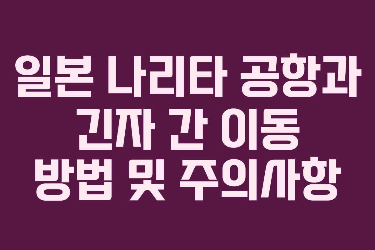 일본 나리타 공항과 긴자 간 이동 방법 및 주의사항