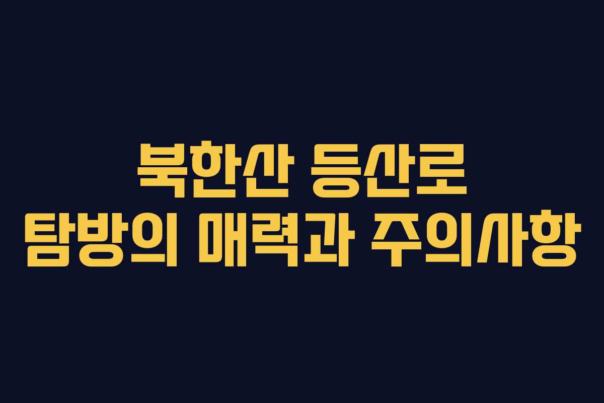 북한산 등산로 탐방의 매력과 주의사항