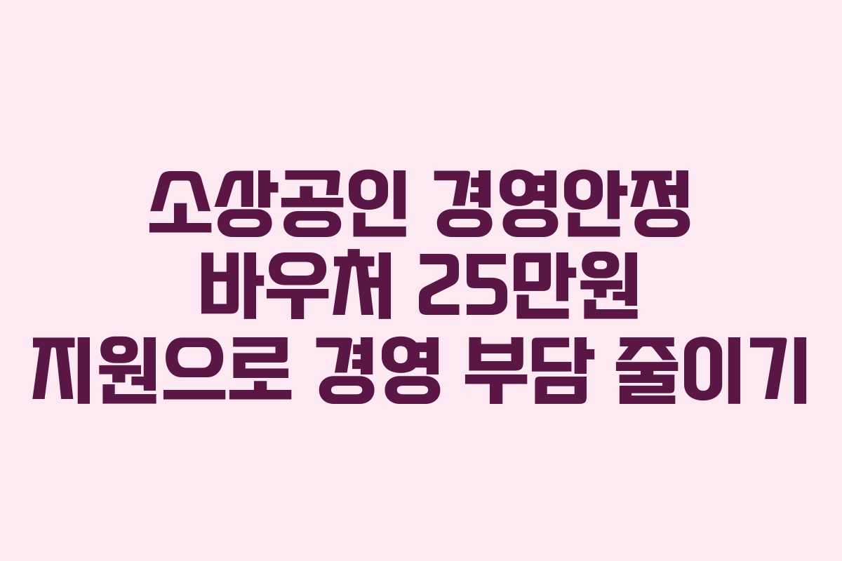 소상공인 경영안정 바우처 25만원 지원으로 경영 부담 줄이기