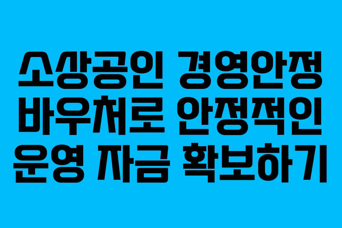 소상공인 경영안정 바우처로 안정적인 운영 자금 확보하기