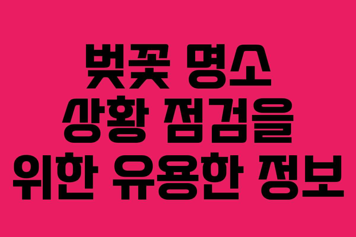 벚꽃 명소 상황 점검을 위한 유용한 정보