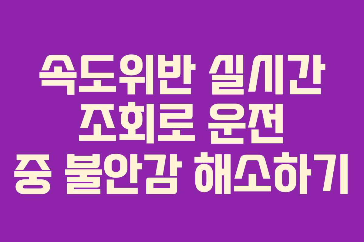 속도위반 실시간 조회로 운전 중 불안감 해소하기