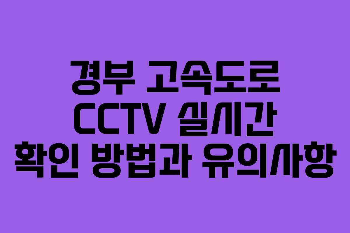 경부 고속도로 CCTV 실시간 확인 방법과 유의사항