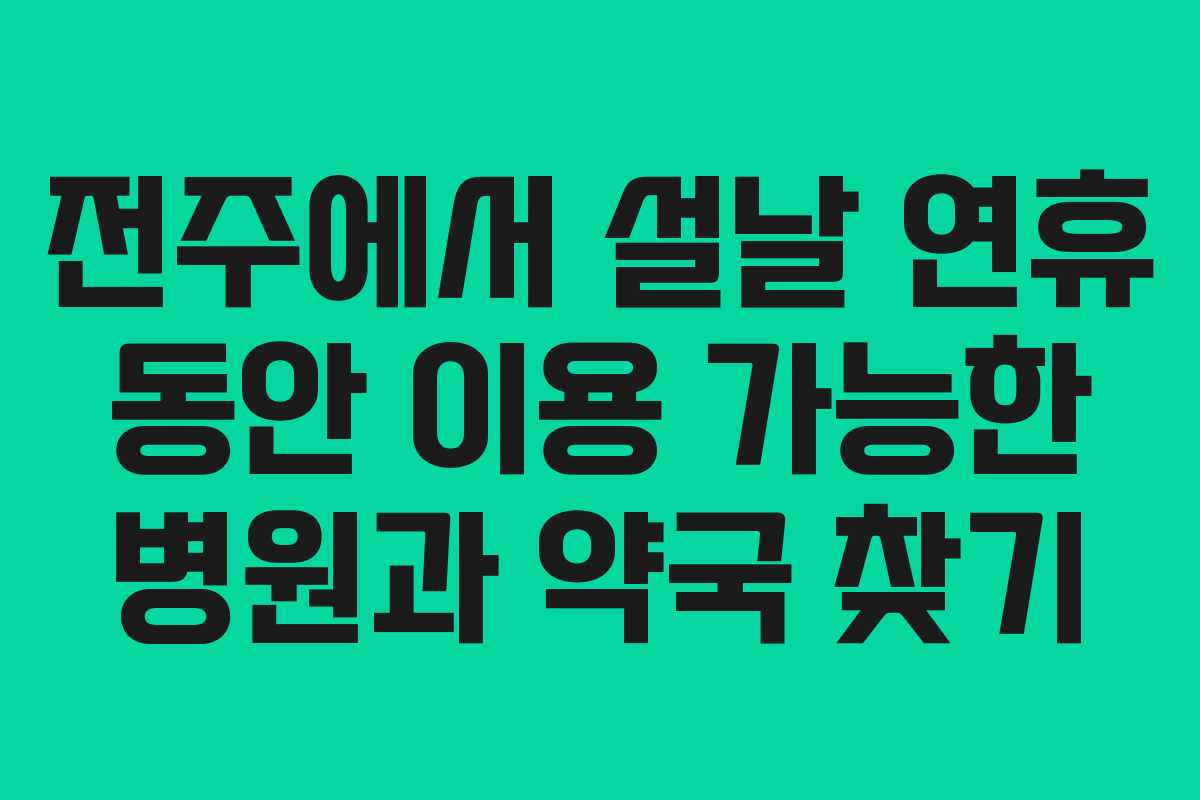 전주에서 설날 연휴 동안 이용 가능한 병원과 약국 찾기