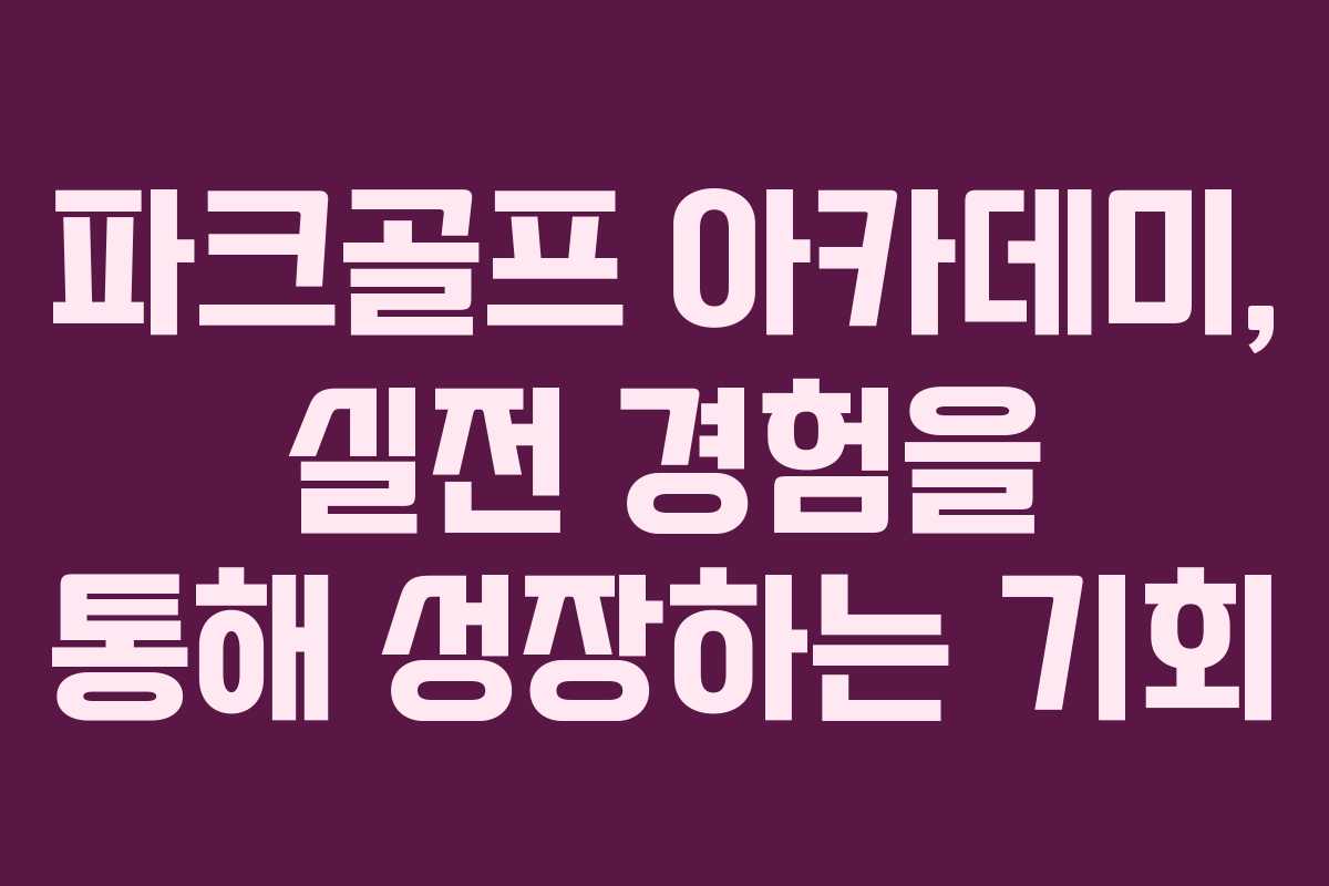 파크골프 아카데미, 실전 경험을 통해 성장하는 기회