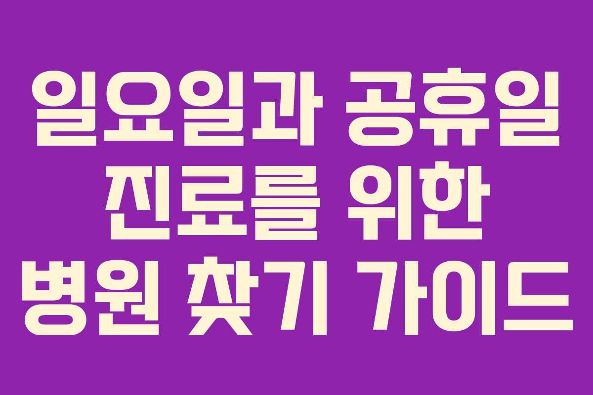 일요일과 공휴일 진료를 위한 병원 찾기 가이드