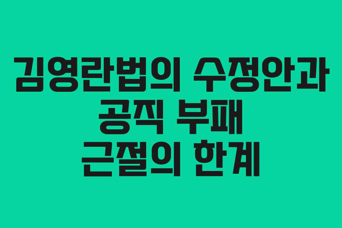 김영란법의 수정안과 공직 부패 근절의 한계