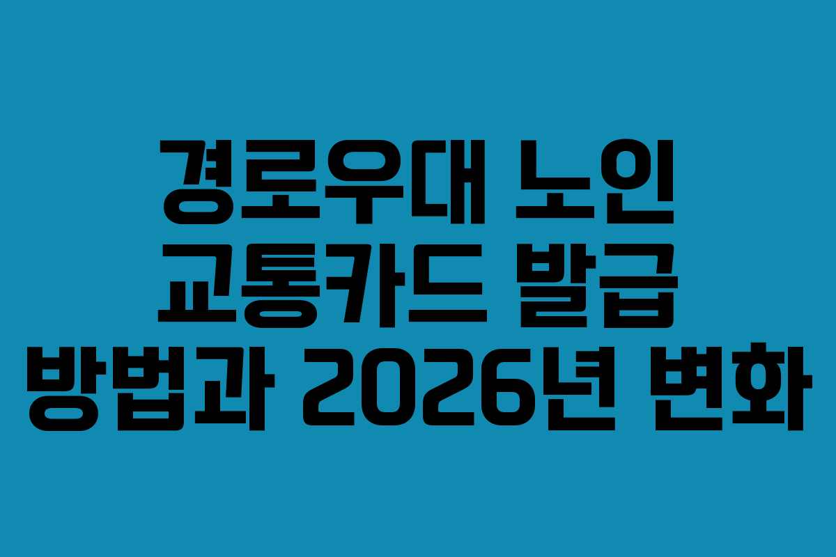 경로우대 노인 교통카드 발급 방법과 2026년 변화