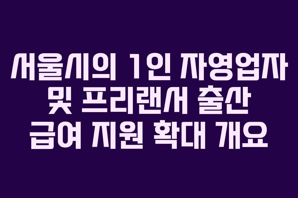 서울시의 1인 자영업자 및 프리랜서 출산 급여 지원 확대 개요