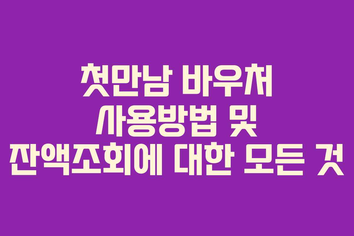 첫만남 바우처 사용방법 및 잔액조회에 대한 모든 것