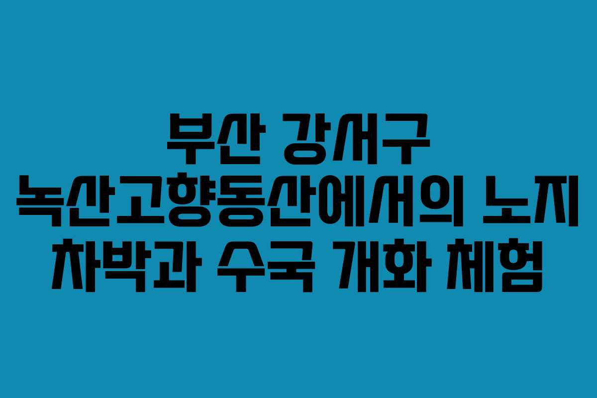 부산 강서구 녹산고향동산에서의 노지 차박과 수국 개화 체험