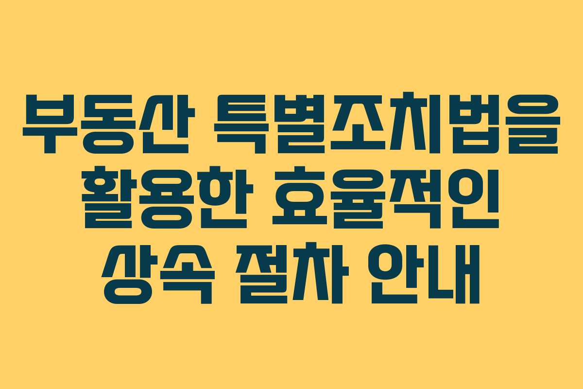 부동산 특별조치법을 활용한 효율적인 상속 절차 안내