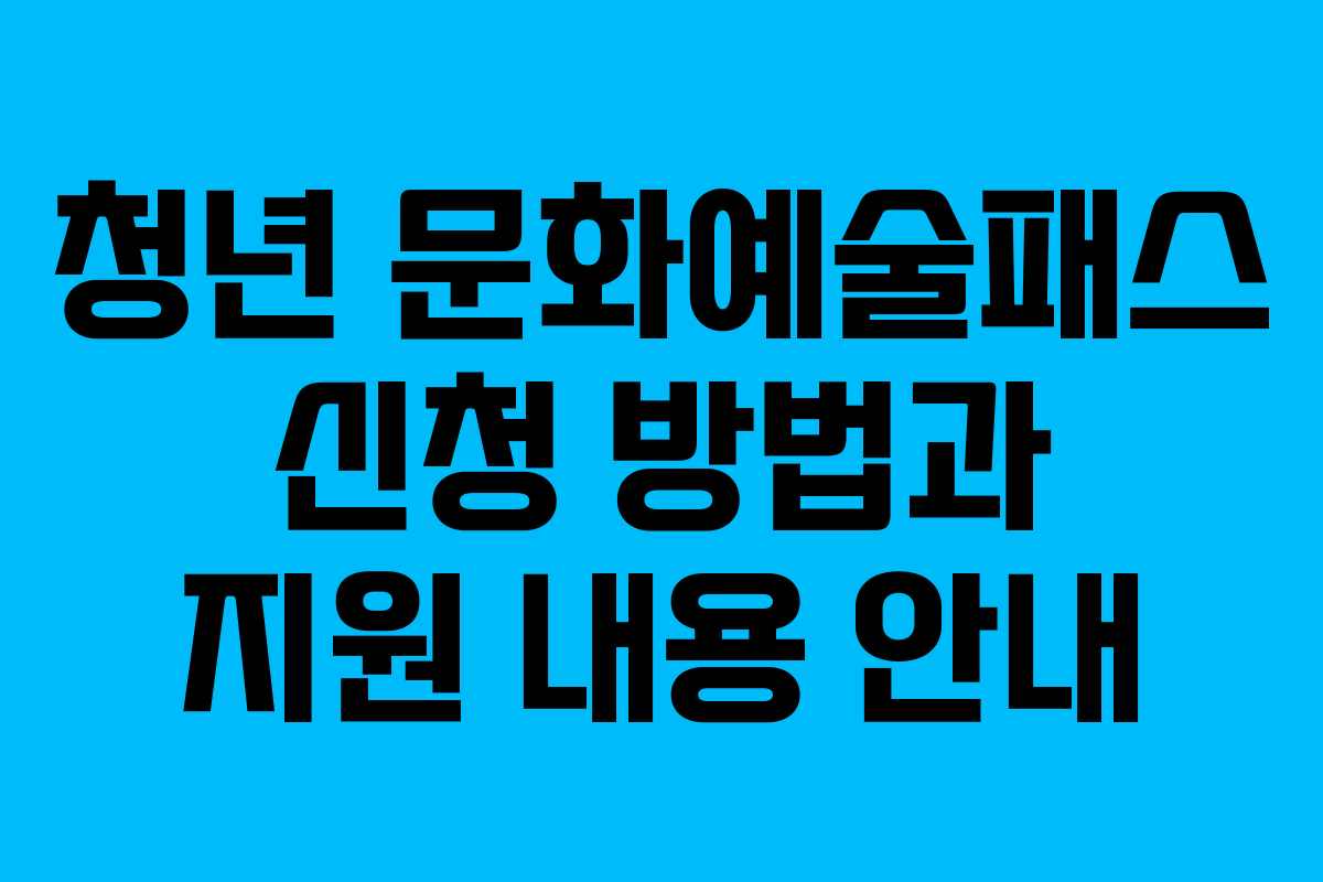 청년 문화예술패스 신청 방법과 지원 내용 안내