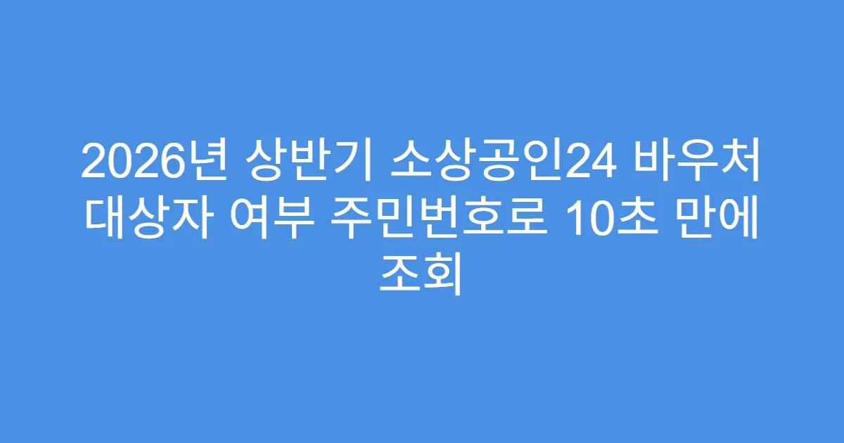 2026년 상반기 소상공인24 바우처 대상자 여부 주민번호로 10초 만에 조회
