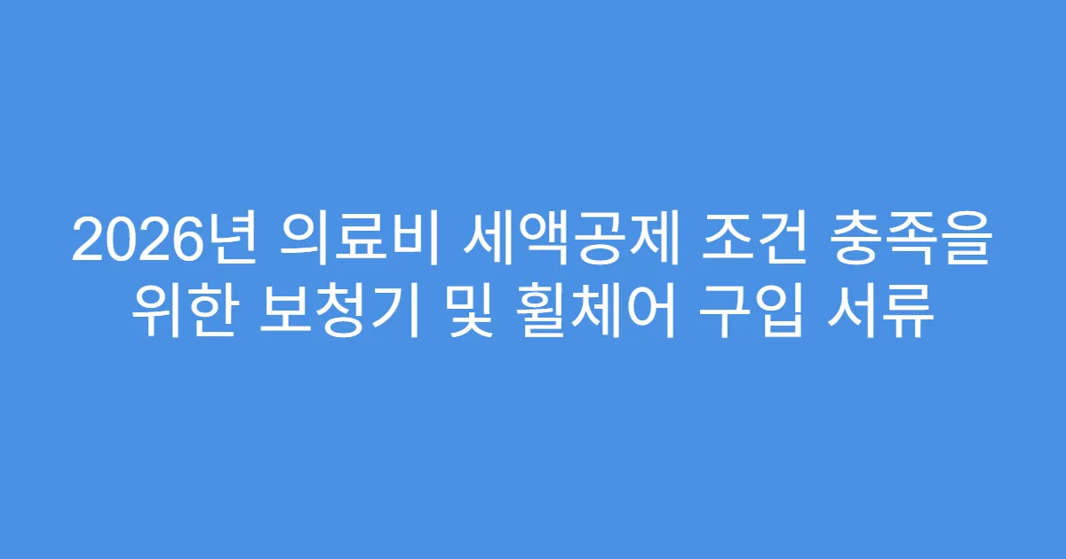 2026년 의료비 세액공제 조건 충족을 위한 보청기 및 휠체어 구입 서류