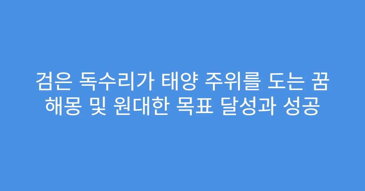 검은 독수리가 태양 주위를 도는 꿈 해몽 및 원대한 목표 달성과 성공