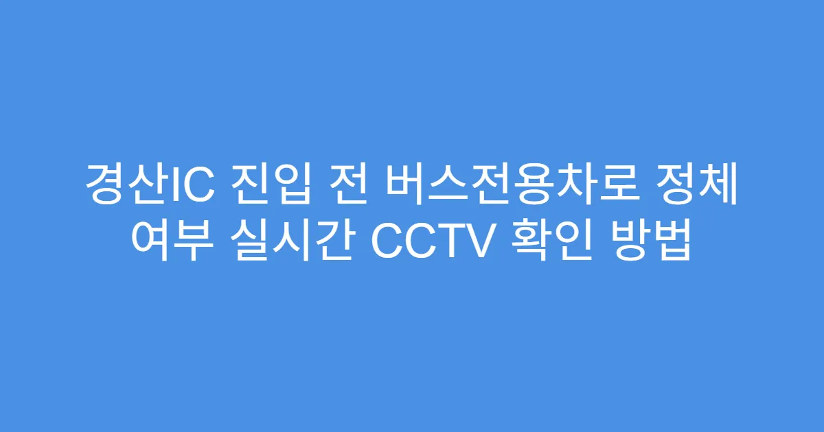 경산IC 진입 전 버스전용차로 정체 여부 실시간 CCTV 확인 방법