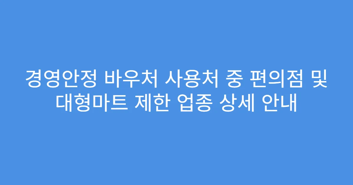 경영안정 바우처 사용처 중 편의점 및 대형마트 제한 업종 상세 안내