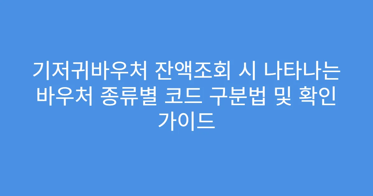 기저귀바우처 잔액조회 시 나타나는 바우처 종류별 코드 구분법 및 확인 가이드