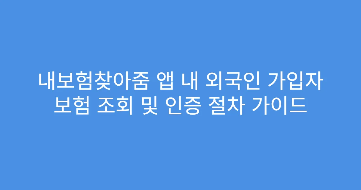 내보험찾아줌 앱 내 외국인 가입자 보험 조회 및 인증 절차 가이드