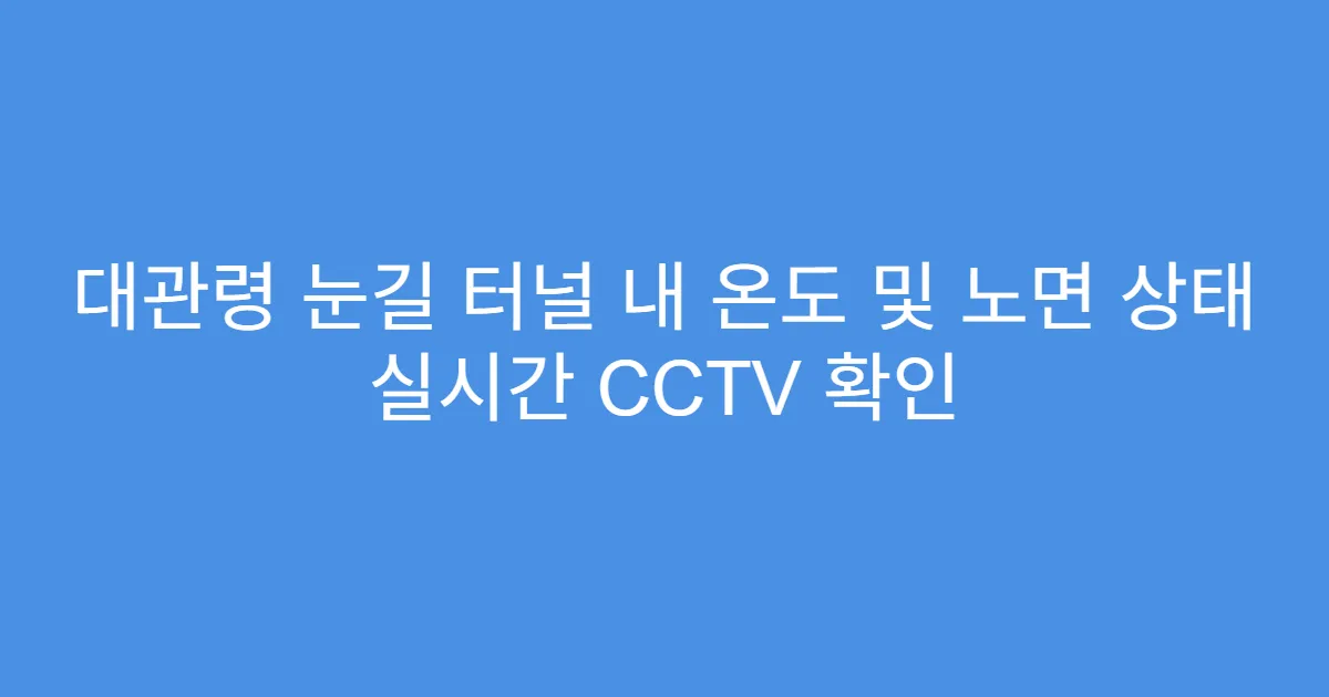 대관령 눈길 터널 내 온도 및 노면 상태 실시간 CCTV 확인