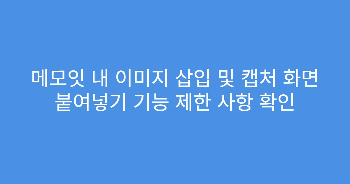 메모잇 내 이미지 삽입 및 캡처 화면 붙여넣기 기능 제한 사항 확인