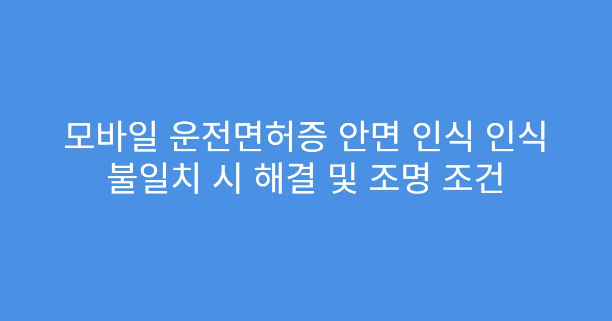 모바일 운전면허증 안면 인식 인식 불일치 시 해결 및 조명 조건