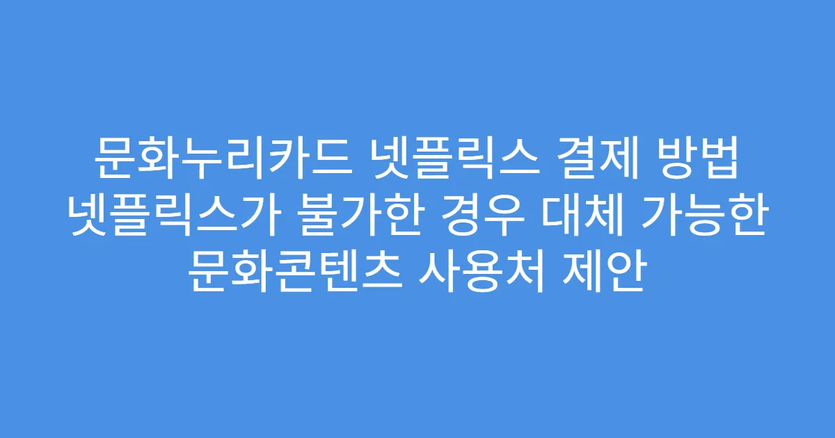 문화누리카드 넷플릭스 결제 방법 넷플릭스가 불가한 경우 대체 가능한 문화콘텐츠 사용처 제안
